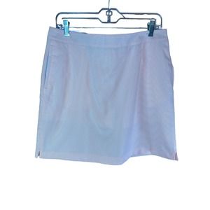 Greg Norman Golf Sz 8 Skort Front Pockets Stretch Seersucker Zipper Peach New